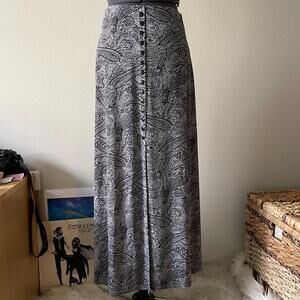90s vintage grey paisley whimsigoth boho maxi skirt size s